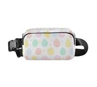 Easter Eggs Pastel Color Silhouette Stylish Waist Pack Crossbody Bag for Women Men Mini Bum Bag Belt with Adjustable Strap for Travel Shopping Running