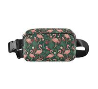 Easter Eggs Pattern Holidays Women Men Teens Cute Crossbody Bag Waist Packs for Travel Vacation Running, Christmas Pattern with Pink Flamingo Olive, One Size