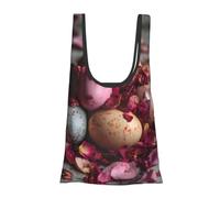 Easter Eggs Piled with Rose Print Foldable Reusable Grocery Bag Lightweight Shopping Tote for Groceries Travel Beach Eco-Friendly Compact Adventure Tote