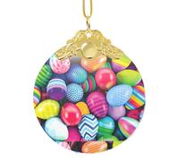 Easter Eggs Print Glass Round Christmas Ornament, Sparkling Holiday Decor & Keepsake For Home/Store