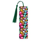 Easter Eggs Print Wooden Bookmarks with Tassels, Wood Book Markers for Book Lovers, Teachers & Present
