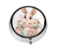Easter Eggs Rabbit Small Pill Box 3 Compartment Portable Pill Box for Purse Pocket Bunny Flower Mini Medicine Organiser for Daily Vitamin Fish Oil Storage