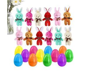 Easter Eggs Set, Plush Pendant, 10x5cm, Prefilled Eggs, Bunny Egg Bundle, Stuffed Ornament, For Kids, Family, Party
