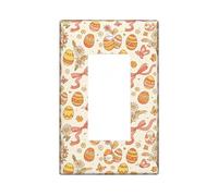 Easter Eggs Single Rocker Light Switch Cover, Spring Fanciful Flowers Butterflies Easter Pastel Yellow Plastic Standard Size Switch Plate Decorative for Home Living Room Bedroom Bathroom Decor