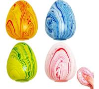 Easter Eggs Squishy Stress Relief Toys, Colorful Marbled Egg-Shaped Malt Fidget Ball, Release Slow Recovery Gift Sensory Squeeze Toy for Kids Adults, for Basket Fillers Decorations (4PCS)