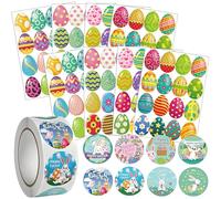 Easter Eggs Stickers - 16 Easter Stickers for Children, 500 Easter Bunny Rabbit Eggs Pattern Stickers, Holiday Decoration Self Adhesive Sticker for Envelope sealing, Kids Crafts Card Decorating Making