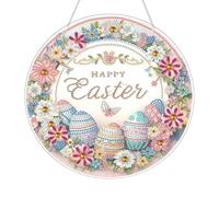 Easter Eggs Table Painting - Easter Glass Table Painting Arts | Easter Egg Table Crystal Art | Desktop Placement Ornament With Pas Rhinestone