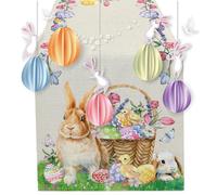 Easter Eggs Table Runner - Festive Home Decoration | Anti-Dirty Table Cloth | Bunny Floral Leaves Easter Table Runner | Home Dining Room Kitchen Fireplace Easter Theme Decoration (183 X 33cm)