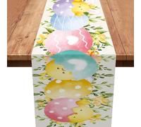 Easter Eggs Table Runner,Flower Easter Table Runner Spring Kitchen Dining Table Decoration for Home Party Decor Indoor Outdoor 13x72 Inch
