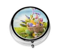 Easter Eggs This Small, Round Pill Box is a Portable Travel Medicine Organizer with Three compartments for Storing Daily medications.