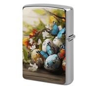 Easter Eggs with Butterfly Lighter Case Pouch Double-Sided Metal Lighter Sleeve Scratch & Drop Resistant Lighters Protector Fits Standard Kerosene Lighters Pocket Protective Cover for Camping Party