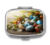 Easter Eggs with Butterfly Pill Box Medicine Pill Organizer Small Pill Case Travel Pill Container Portable Pill Case for Pocket 2 Compartment Pill Holder Pill Boxes for Travel