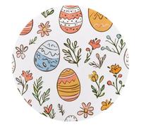 Easter Eggs with Flowers Plants Doodle Style Round Mouse Pad, Mousepad with Non-Slip Rubber Base, Computer Gaming Pads for Wireless Mouse, Easy Gliding