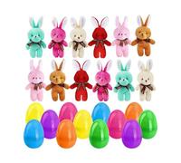 Easter Eggs With Toys Inside - Plush Stuffed Bunny Pendant,Ready To Use Easter Eggs Set,for Kids Boys Girls Holiday Events Preschool Spring Celebrations Party Favors Basket Stuffers Classroom Prizes