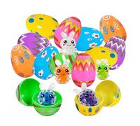Easter Eggs with Toys, with Squeeze Bunny Design, 12pieces, Basket Decor, Filled Surprise, Fun Sensory Features, for kids and adults, Easter egg hunts, family activities, or classroom celebrations