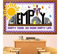 Easter Empty Tomb Bulletin Board Decoration Set, Spring Religious Jesus Classroom Decorations Christian Cross Butterflies Cutouts April Library Church Sunday School Wall Window Door Decor for Teacher