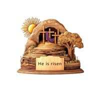 Easter Empty Tomb He is Risen Resurrection Scene Wooden Tabletop 2D Easter Figurine for Home Party Centerpiece Gi Decor-311