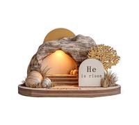 Easter Empty Tomb He is Risen Resurrection Scene Wooden Tabletop 2D Easter Figurine for Home Party Centerpiece Gi Decor-311