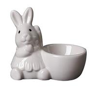 Easter European Rabbit Ceramic Egg Cup Breakfast Egg Tray Cute and Simple Decorative Item Desktop Living Room Home Decoration Glass Snowflake Ornament (B, One Size)