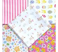 Easter Fabric Bundle - Cute Easter Bunny Eggs Chick Pink Spring Floral Bunting Craft Fabric