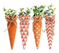 Easter Fabric Carrot Toy, Easter Filled Fabric Carrot, 4 x Farmhouse Holiday Fake Fish Feel Vegetables - Seasonal Vegetable Print Felt Carrot for Spring Baskets Filler
