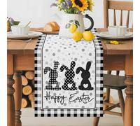 Easter Farm Rabbit Silhouette Table Runner 70 Inches Long,Table Runners Kitchen Dining Tablesation for Home Party, Vintage Buffalo Polka DotTables Runner for Home Party Wedding Dresser Scarf