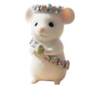 Easter Felt Bunny Ornaments - Handmade Wool Felt Bunny Ornaments,Cute Felted Rabbit Animal Figurine for Christmas Tree,Soft Felted Mouse for Easter Basket Stuffers,Tiered Tray Decor & Spring Gift (A)