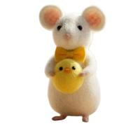 Easter Felt Bunny Ornaments - Handmade Wool Felt Bunny Ornaments,Cute Felted Rabbit Animal Figurine for Christmas Tree,Soft Felted Mouse for Easter Basket Stuffers,Tiered Tray Decor & Spring Gift (F)