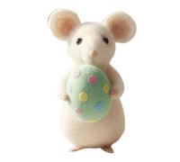 Easter Felt Bunny Ornaments - Handmade Wool Felt Bunny Ornaments,Cute Felted Rabbit Animal Figurine for Christmas Tree,Soft Felted Mouse for Easter Basket Stuffers,Tiered Tray Decor & Spring Gift (D)