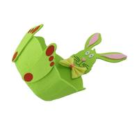 Easter Felt Egg Basket with Bunny Design for Holiday Decorations, Candy Storage and Easter Egg Hunt Activities, Yellow Green Orange C(GREEN)
