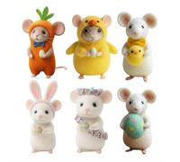 Easter Felt Mice, 3 inches Needle Felted Mouse Ornament, Felt Mouse Figurines Tiered Tray Tabletop Decor, Easter Basket Filler, Spring Home Kitchen Room Window Party Supply