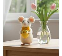 Easter Felt Mice Ornaments,Handmade Easter Felt Mice Figurines,Handmade Wool F-elt Bunny Mouse with Egg,E-aster Basket Filler for Spring Home Kitchen Room Window Party Supply