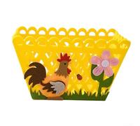 Easter Felt Storage Baskets Featuring Cute Bunny and Chicken Figures, Designed for Candy, Chocolates, and Small s at Various Occasions (yellow)