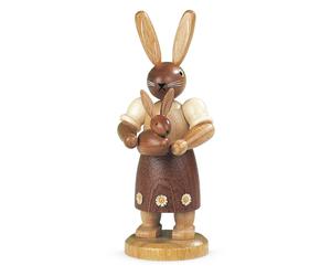 Easter Figure Hasenmutter With Child Natural Small H=11cm New Easter Decoration