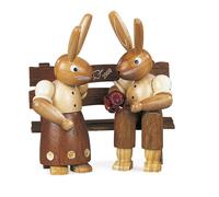 Easter Figure Rabbit on Bench Natural Small Height 9cm New Decor Osterhasenfigur
