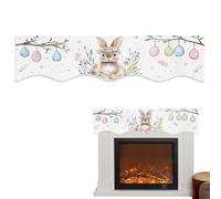Easter Fireplace Scarf Spring Floral Bunny, Light Filtering Window Curtains Decorations Egg Flowers Valance Curtains, Table Runner for Home Spring Holiday Party Decor (One Size) (90 * 17inch)