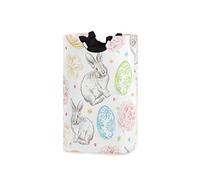 Easter Floral Egg Bunny Rabbit Laundry Basket Collapsible Laundry Hamper Foldable Dirty Clothes Bag Large Storage Basket with Handles for Kid Room Toy Bin Bathroom Clothing Organizer