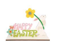 Easter Flower Bunny Table - Wooden Rabbit Decoration | Holiday Craft Tablets Centrepieces, Spring Easter Table Decoration Favour, Collectible Rabbit Art Ornaments Room Home Party Display