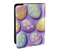 Easter Flower Purple Printed Passport Holder,Travel Pu Leather Passport Cover Case Organiser for Men Women,6.5 Inch