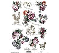 Easter Flowers Chickens Rabbits Rice Paper R0067-1 x A4 Sheet of decoupage Rice Paper