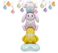 Easter Foil Balloons, Leakproof Self-Standing Spring Decor, Cute Chick & Bunny Easter Balloons, Festive Holiday Decorations Ideal For Indoor Outdoor Use, Perfect For Home, School, Garden, Yard, Patio