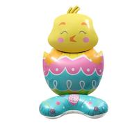 Easter Foil Balloons - Self Standing Chick & Egg Aluminium Party Decorations - Festive Balloon Set - Indoor Outdoor Garden Porch Lawn School Farmhouse Birthday & Easter Holiday Celebration Decor Use