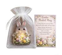 Easter For POCKET Hug Card Made of Acrylic with Handcrafted Bunny Lamb Chick and Cross Elements for Seasonal Warmth (A)
