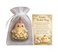 Easter For POCKET Hug Card Made of Acrylic with Handcrafted Bunny Lamb Chick and Cross Elements for Seasonal Warmth (C)