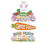 Easter Front Door Wreath,Cute Rabbit Wooden Decoration,Bunny Wreath Decorations - for Friends Family Gatherings Front Porch Wall Indoor Outside Home Decor