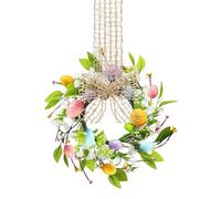 Easter Front Door Wreath, Hangable Artificial Floral Garland, Bow Design Window Ornament with Spring Charm, Holiday Entryway Accessory, Wall Gadget with Elegant Style, Door Tool for Festivals