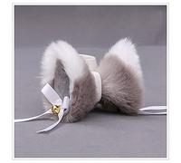 Easter Furry Japanese Cute Cat Kitten Fox Lolita Maid Hair Clips for Cosplay Characters Costume Halloween Party (white grey)