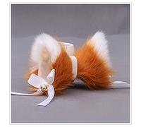 Easter Furry Japanese Cute Cat Kitten Fox Lolita Maid Hair Clips for Cosplay Characters Costume Halloween Party (white orange)