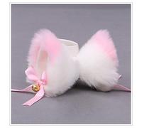Easter Furry Japanese Cute Cat Kitten Fox Lolita Maid Hair Clips for Cosplay Characters Costume Halloween Party (pink white)