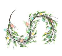 Easter Garland,1.5m Artificial Easter Egg Spring Easter Garland Decoration for Mantle Front Door Kitchen Fireplace Wall Window Indoor Outdoor Home Easter Decor (Green)